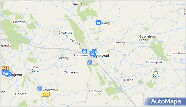 mapa Ryczywół powiat obornicki, Ryczywół powiat obornicki na mapie Targeo