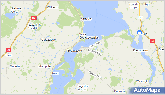 mapa Rydzewo gmina Miłki, Rydzewo gmina Miłki na mapie Targeo