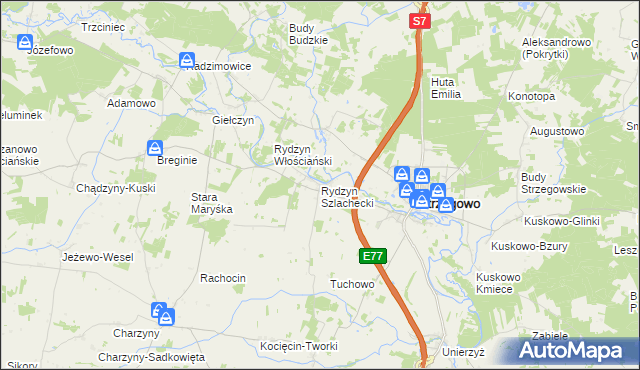 mapa Rydzyn Szlachecki, Rydzyn Szlachecki na mapie Targeo