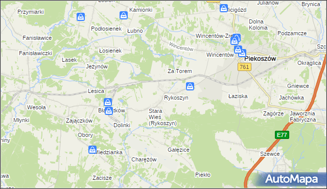 mapa Rykoszyn, Rykoszyn na mapie Targeo