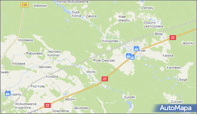 mapa Rytel-Nadleśnictwo, Rytel-Nadleśnictwo na mapie Targeo