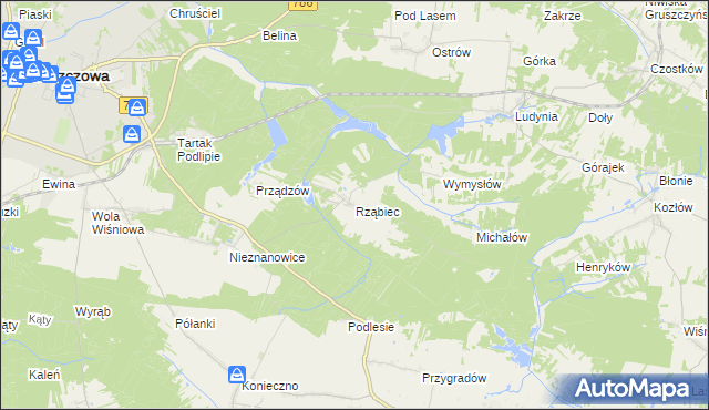 mapa Rząbiec, Rząbiec na mapie Targeo