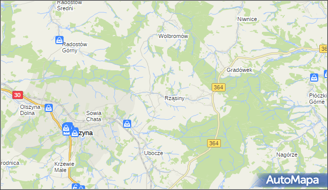 mapa Rząsiny, Rząsiny na mapie Targeo