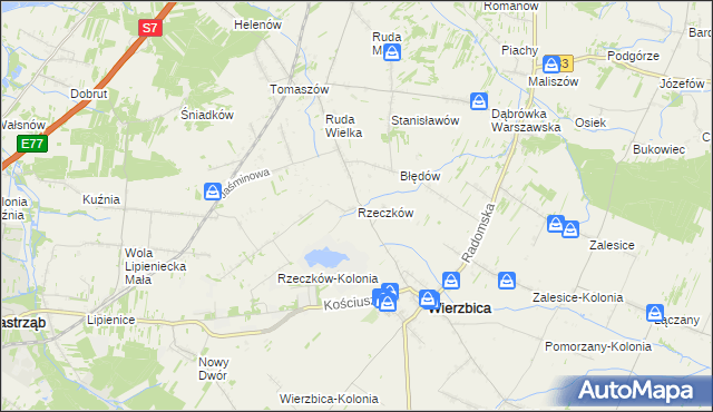 mapa Rzeczków gmina Wierzbica, Rzeczków gmina Wierzbica na mapie Targeo