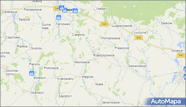 mapa Rzędziszowice, Rzędziszowice na mapie Targeo