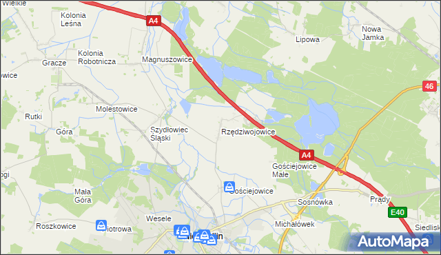 mapa Rzędziwojowice, Rzędziwojowice na mapie Targeo