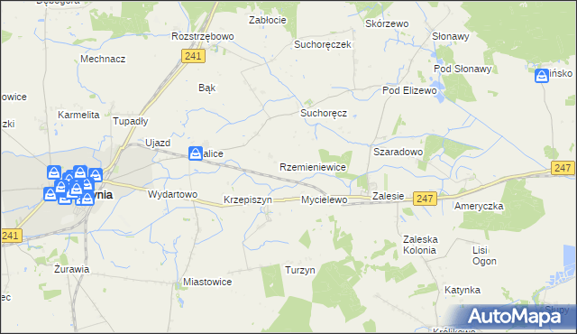 mapa Rzemieniewice gmina Szubin, Rzemieniewice gmina Szubin na mapie Targeo