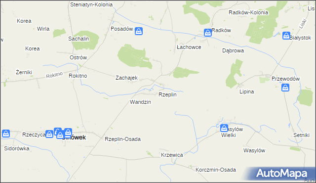 mapa Rzeplin gmina Ulhówek, Rzeplin gmina Ulhówek na mapie Targeo