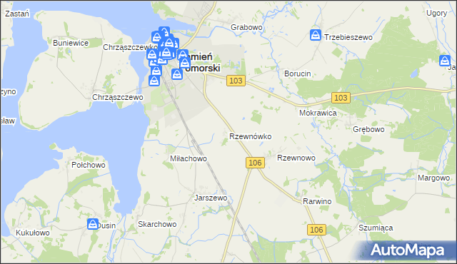 mapa Rzewnówko, Rzewnówko na mapie Targeo