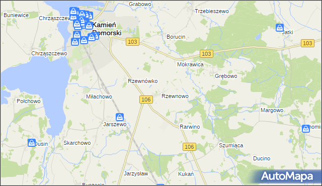 mapa Rzewnowo, Rzewnowo na mapie Targeo