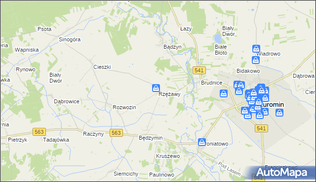 mapa Rzężawy gmina Żuromin, Rzężawy gmina Żuromin na mapie Targeo