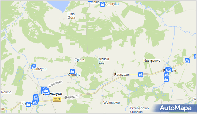 mapa Rzuski Las, Rzuski Las na mapie Targeo