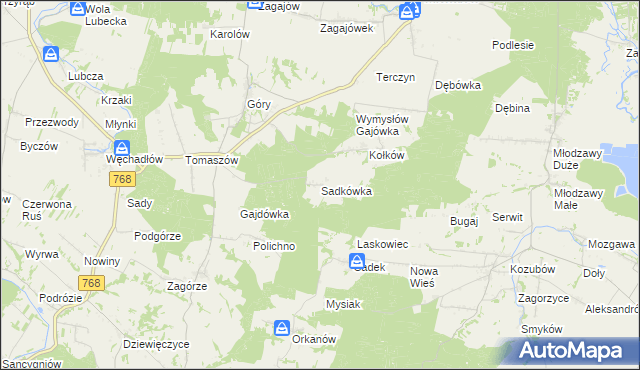 mapa Sadkówka, Sadkówka na mapie Targeo