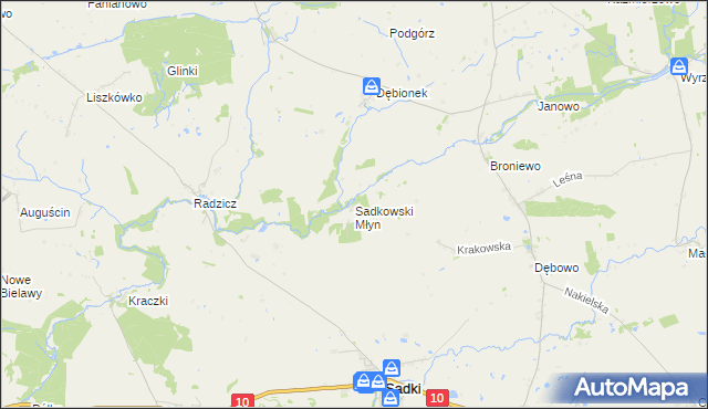 mapa Sadkowski Młyn, Sadkowski Młyn na mapie Targeo