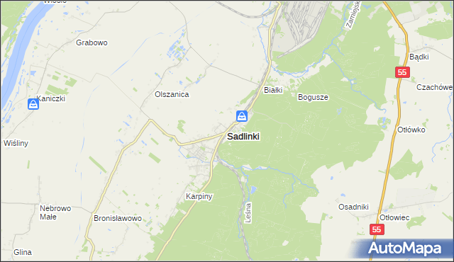 mapa Sadlinki, Sadlinki na mapie Targeo