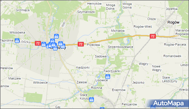 mapa Sadowa gmina Brzeziny, Sadowa gmina Brzeziny na mapie Targeo