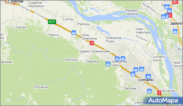 mapa Sadowa gmina Łomianki, Sadowa gmina Łomianki na mapie Targeo