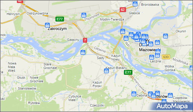 mapa Sady gmina Czosnów, Sady gmina Czosnów na mapie Targeo