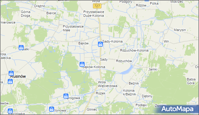 mapa Sady gmina Potworów, Sady gmina Potworów na mapie Targeo