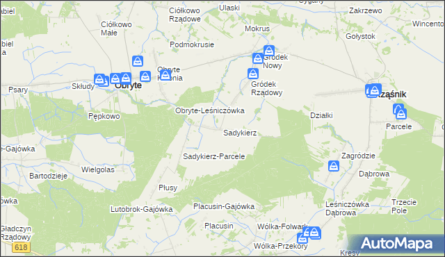 mapa Sadykierz gmina Obryte, Sadykierz gmina Obryte na mapie Targeo