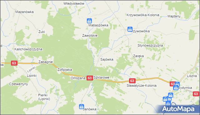 mapa Sajówka, Sajówka na mapie Targeo