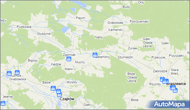 mapa Salamony gmina Czajków, Salamony gmina Czajków na mapie Targeo
