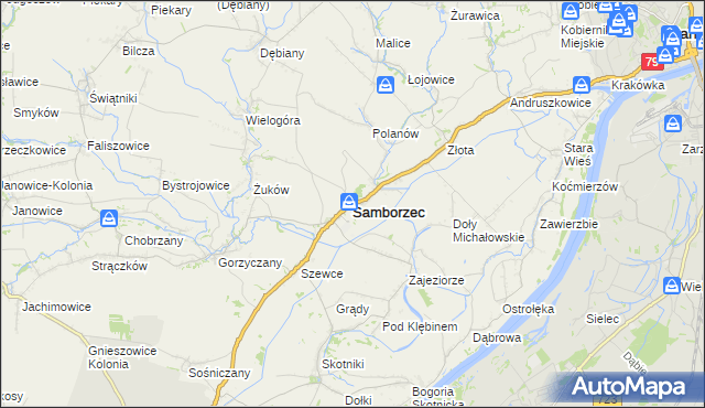 mapa Samborzec, Samborzec na mapie Targeo