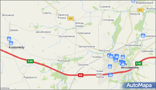 mapa Samsonowice, Samsonowice na mapie Targeo