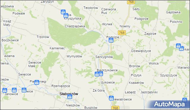 mapa Sancygniów, Sancygniów na mapie Targeo