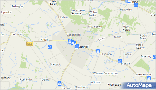 mapa Sanniki powiat gostyniński, Sanniki powiat gostyniński na mapie Targeo