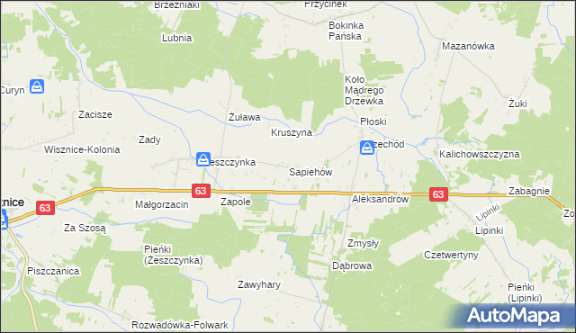 mapa Sapiehów, Sapiehów na mapie Targeo