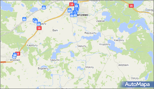 mapa Sapuny, Sapuny na mapie Targeo