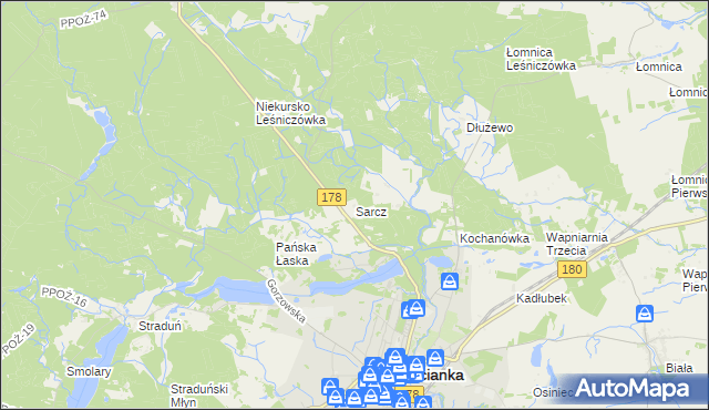 mapa Sarcz, Sarcz na mapie Targeo