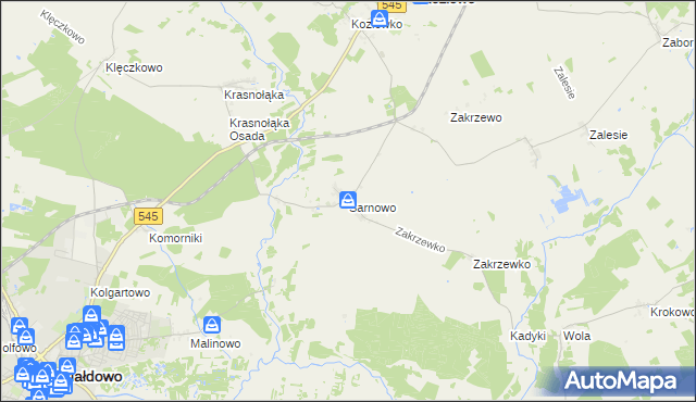 mapa Sarnowo gmina Kozłowo, Sarnowo gmina Kozłowo na mapie Targeo