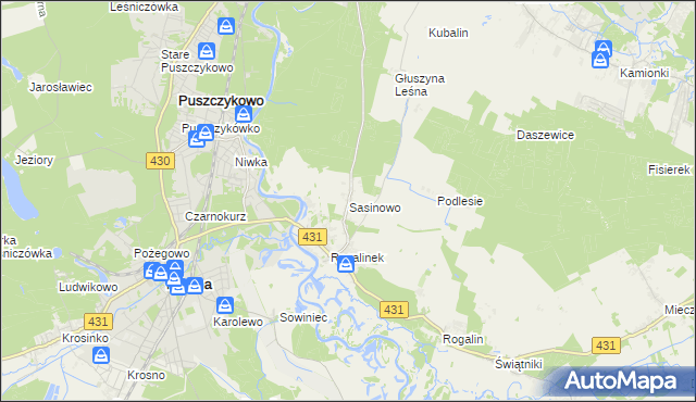 mapa Sasinowo, Sasinowo na mapie Targeo