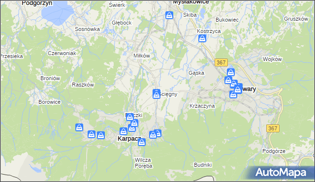 mapa Ściegny, Ściegny na mapie Targeo