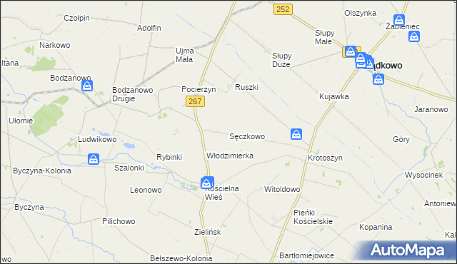 mapa Sęczkowo gmina Osięciny, Sęczkowo gmina Osięciny na mapie Targeo