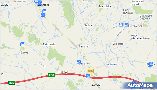 mapa Sędziny, Sędziny na mapie Targeo
