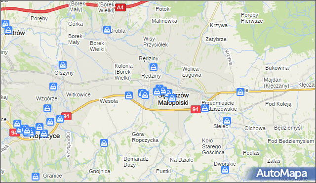 mapa Sędziszów Małopolski, Sędziszów Małopolski na mapie Targeo