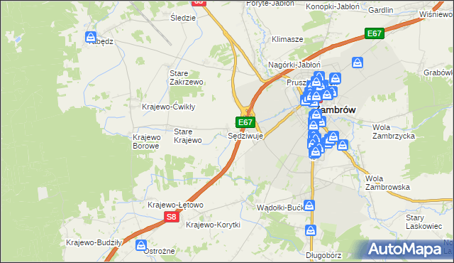 mapa Sędziwuje, Sędziwuje na mapie Targeo