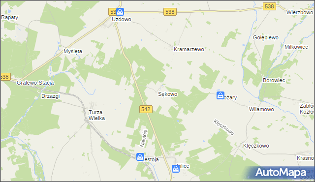 mapa Sękowo gmina Działdowo, Sękowo gmina Działdowo na mapie Targeo