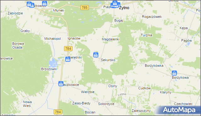 mapa Sekursko, Sekursko na mapie Targeo