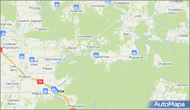 mapa Serbinów, Serbinów na mapie Targeo