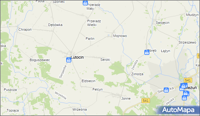 mapa Seroki gmina Lutocin, Seroki gmina Lutocin na mapie Targeo