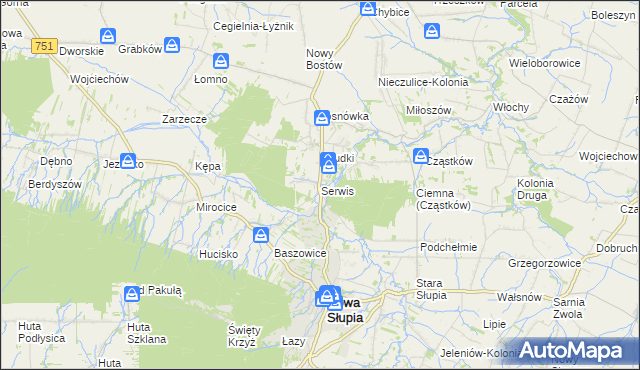 mapa Serwis, Serwis na mapie Targeo