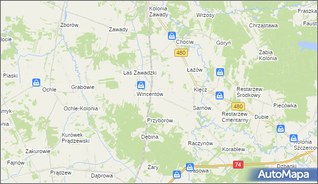 mapa Sewerynów gmina Widawa, Sewerynów gmina Widawa na mapie Targeo