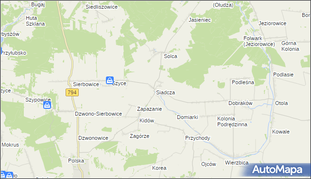 mapa Siadcza gmina Pilica, Siadcza gmina Pilica na mapie Targeo