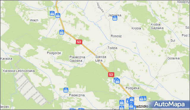 mapa Siarcza Łąka, Siarcza Łąka na mapie Targeo