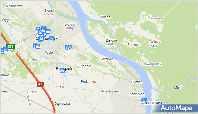 mapa Siarzewo, Siarzewo na mapie Targeo