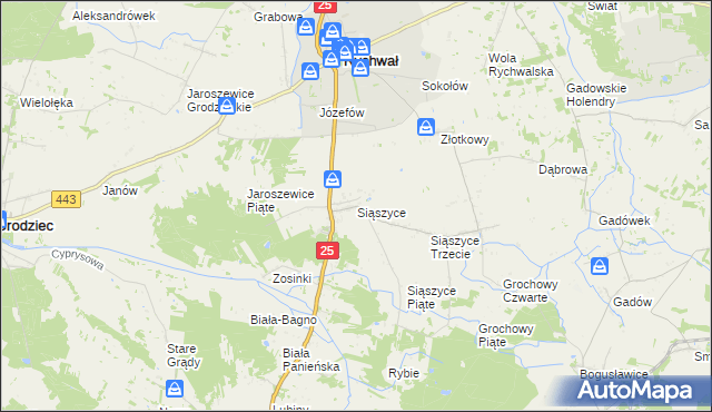 mapa Siąszyce, Siąszyce na mapie Targeo